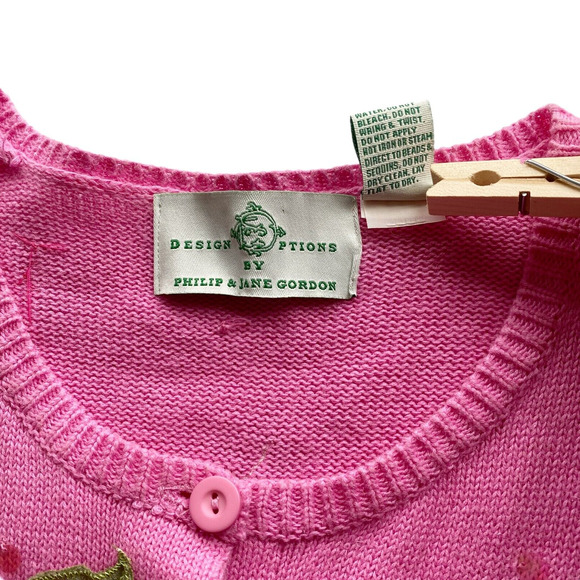 Design Options By Philip & Jane Gordon Sweater Ex-Large Pink Cardigan Sequin NEW - Picture 6 of 9